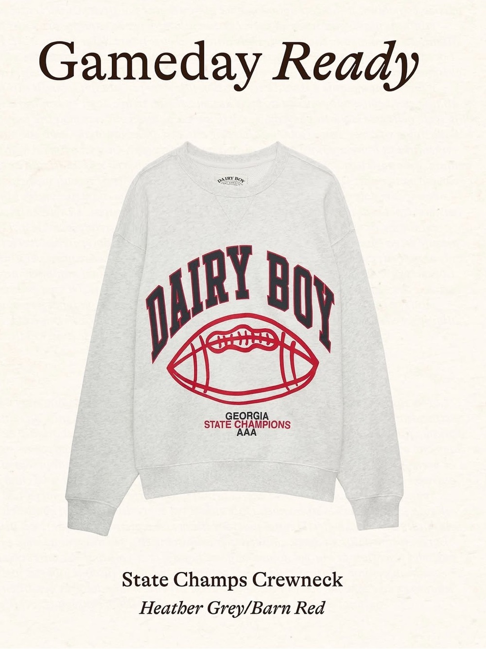 Dairy Boy Gameday Ready Gray Crewneck Sweatshirt